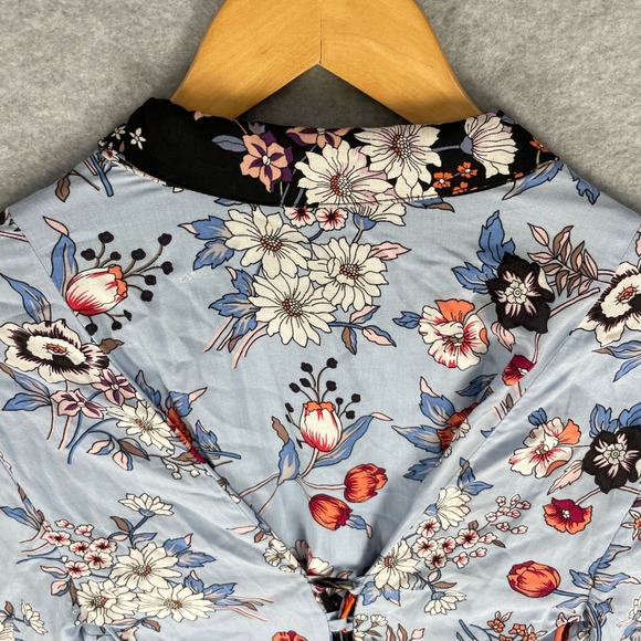 NWT Anthropologie Sz 2 Maeve Leyster Shirt Dress Floral Long Sleeved Midi - Picture 13 of 17